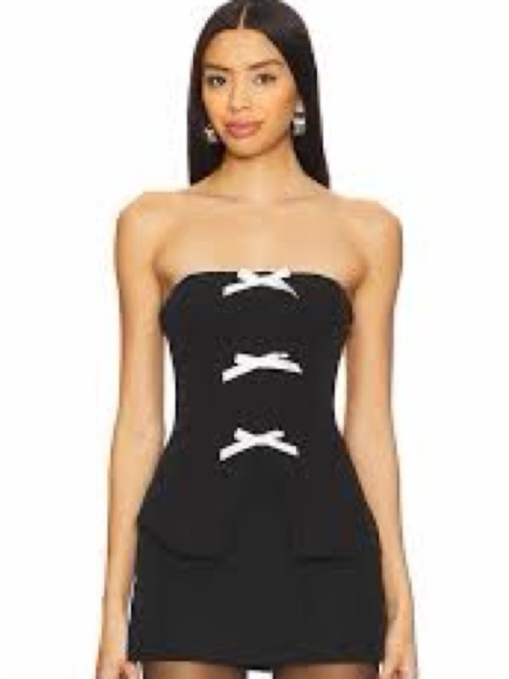 REVOLVE Black Strapless Tube Top with White Bow Details